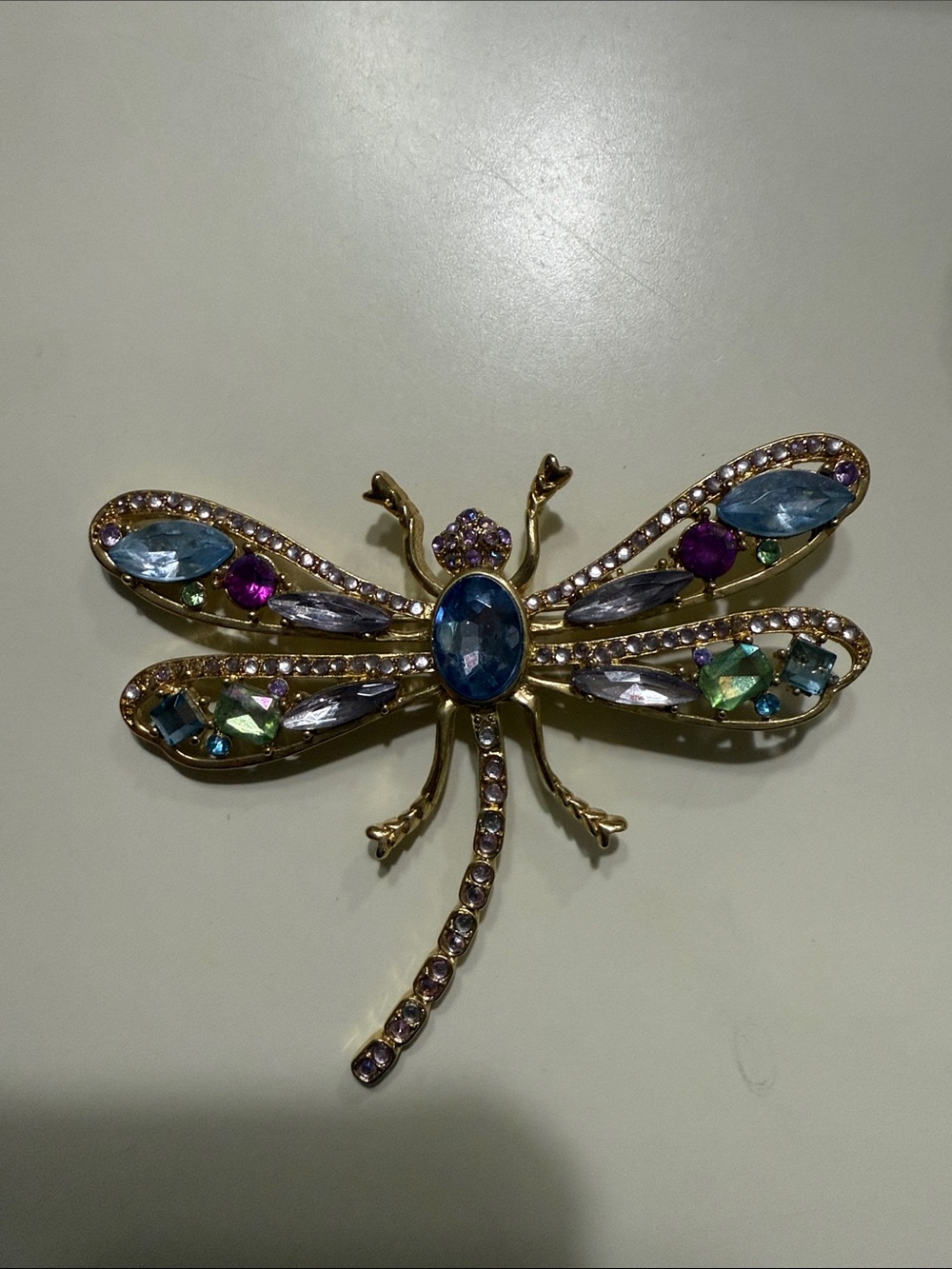 MultiColored Rinestone Dragonfly Brooch